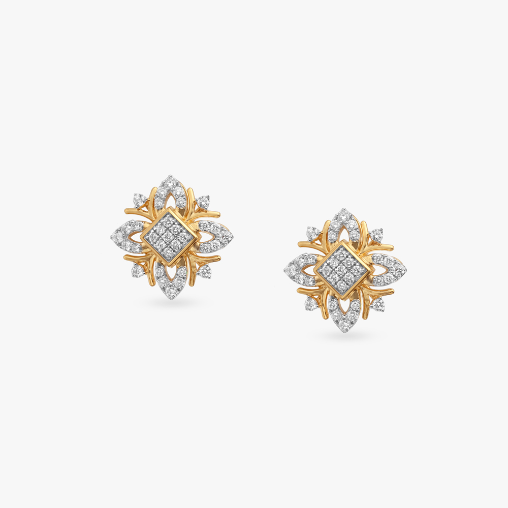 Regal Bloom Diamond Stud Earrings
