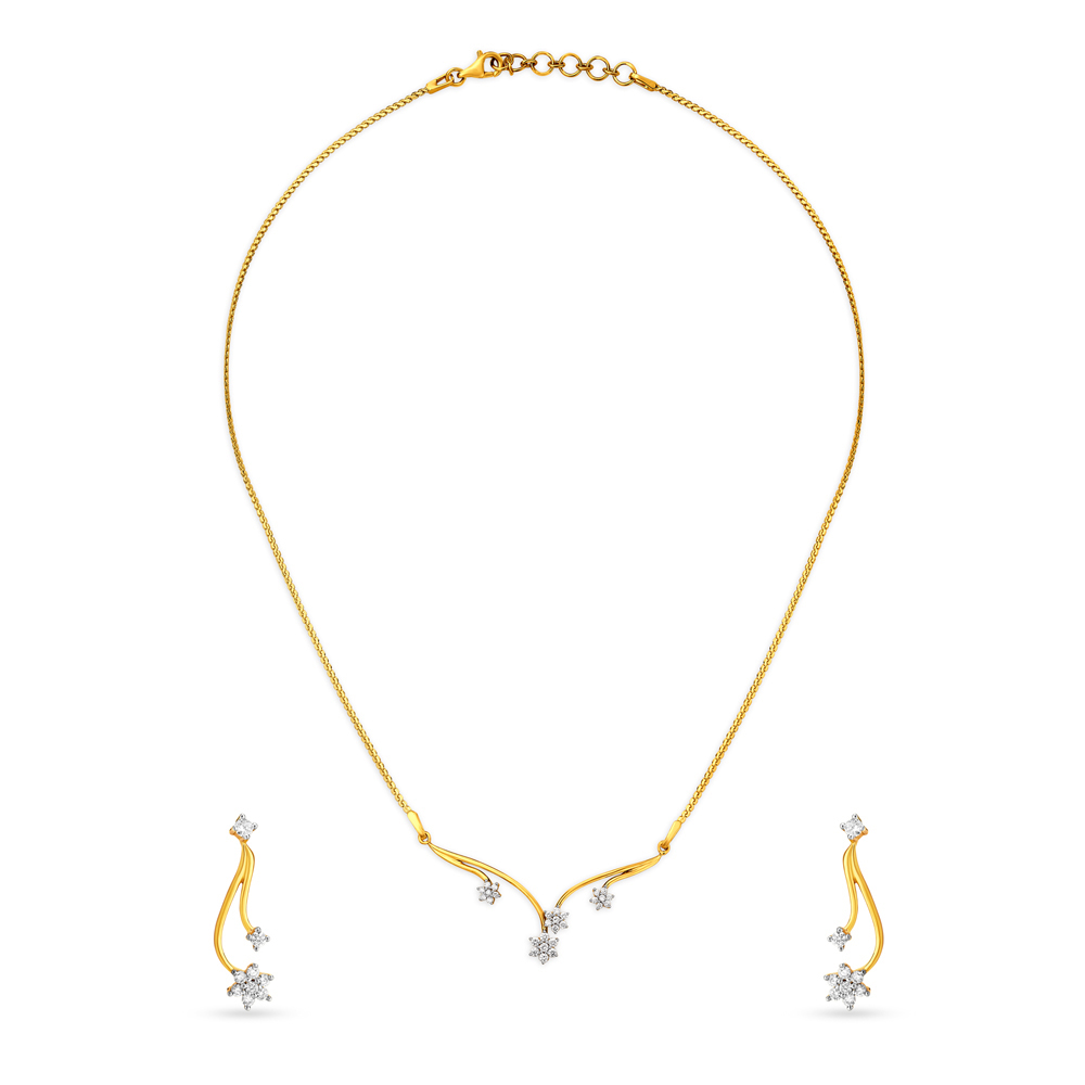 Sublime Floral Gold and Diamond Necklace Set