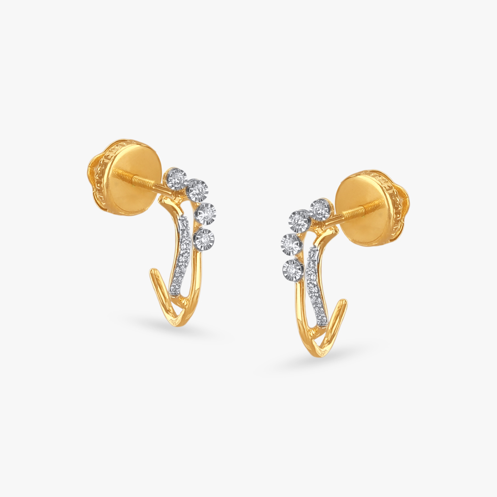 Delicate Twirl Diamond Hoop Earrings