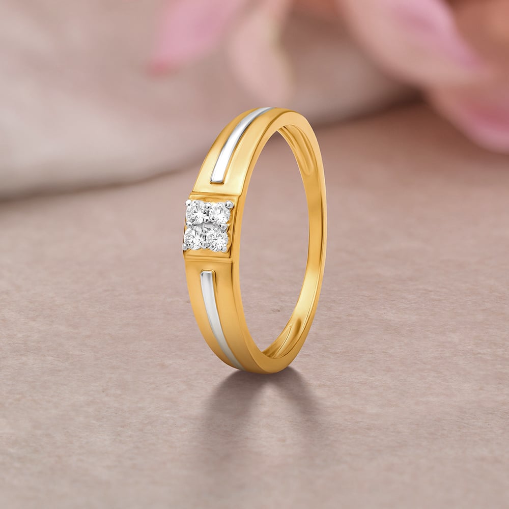 Fancy Traditional Gold and Diamond Finger Ring for Men