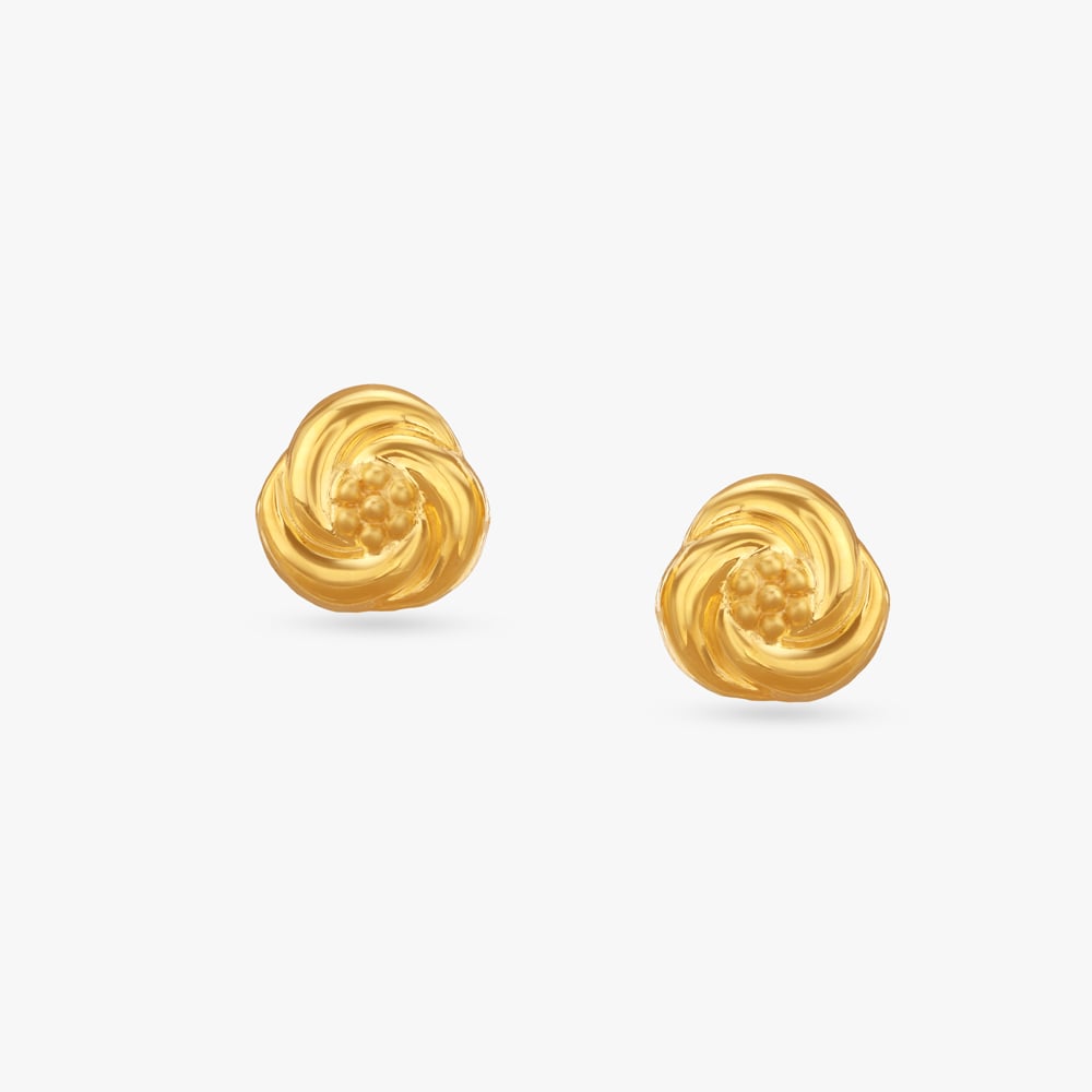 Swirl Bloom Gold Stud Earrings
