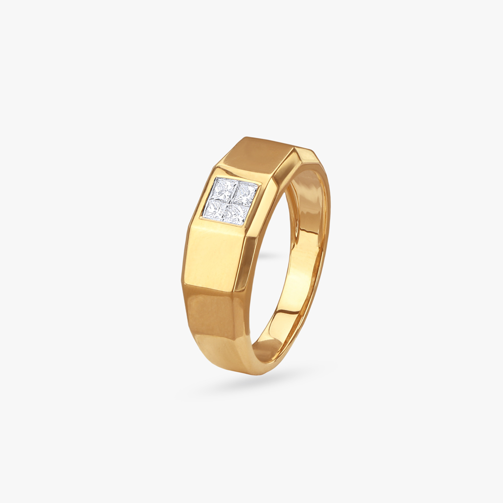 Square Sparkle Diamond Finger Ring for Men