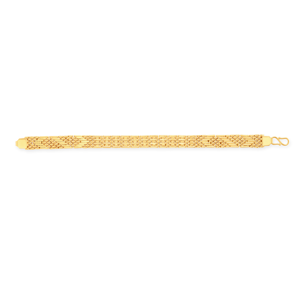 Intricate Woven Pattern Gold Bracelet for Men
