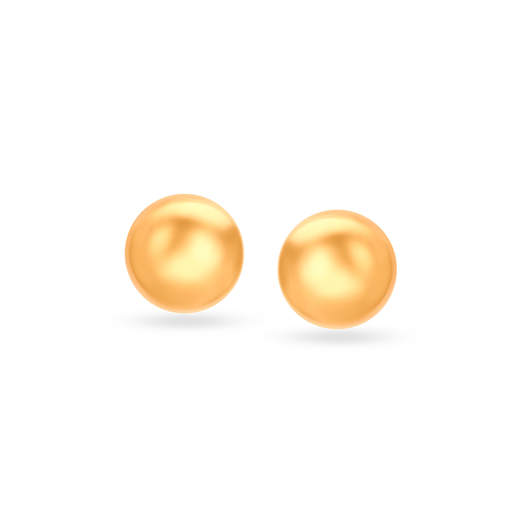 Gleaming Round Gold Stud Earrings