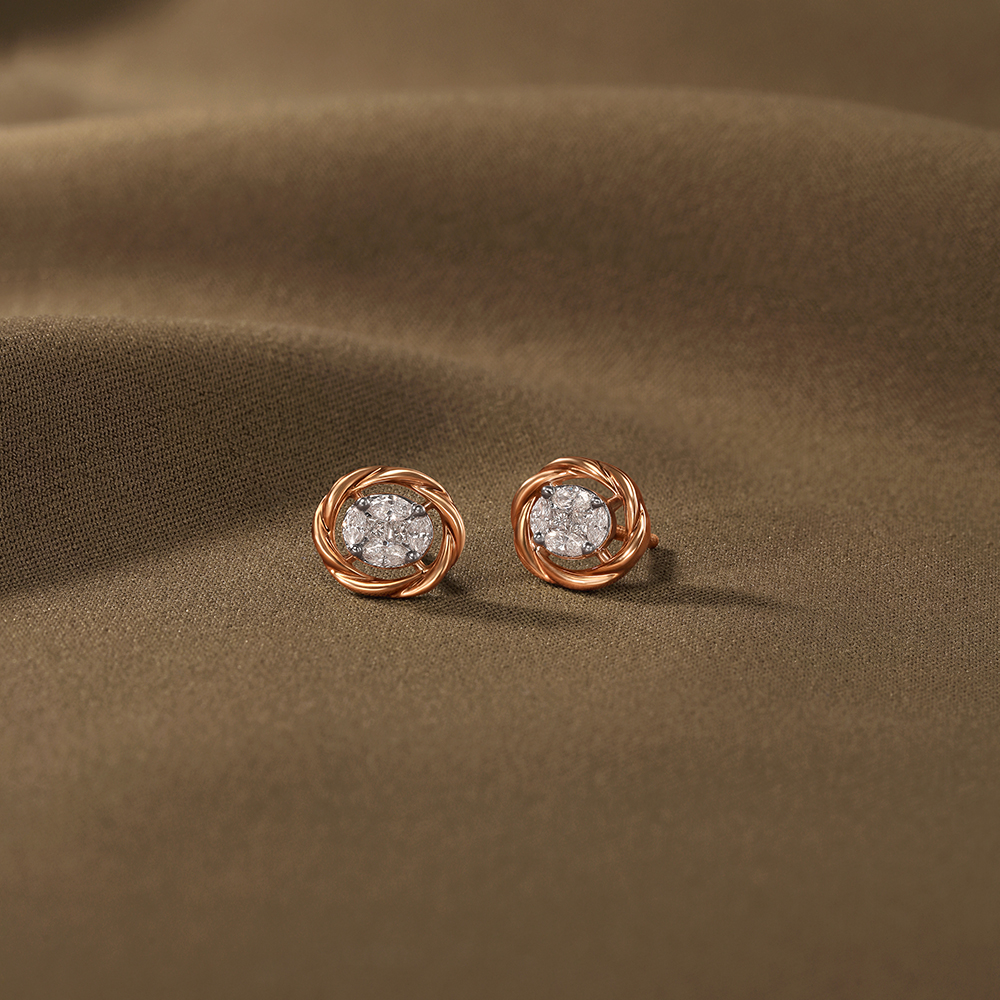 Radiant Rose Diamond Stud Earrings