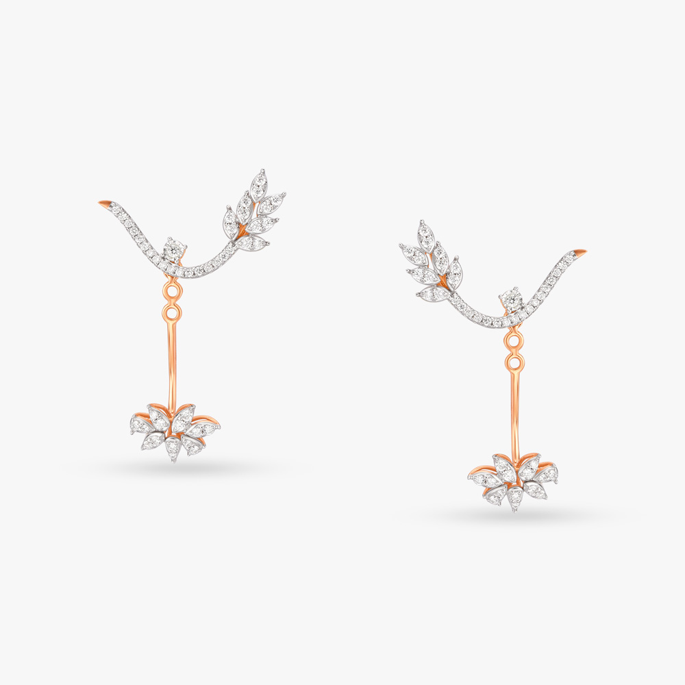 Hypnotic Floral Adjustable Diamond Stud Earrings