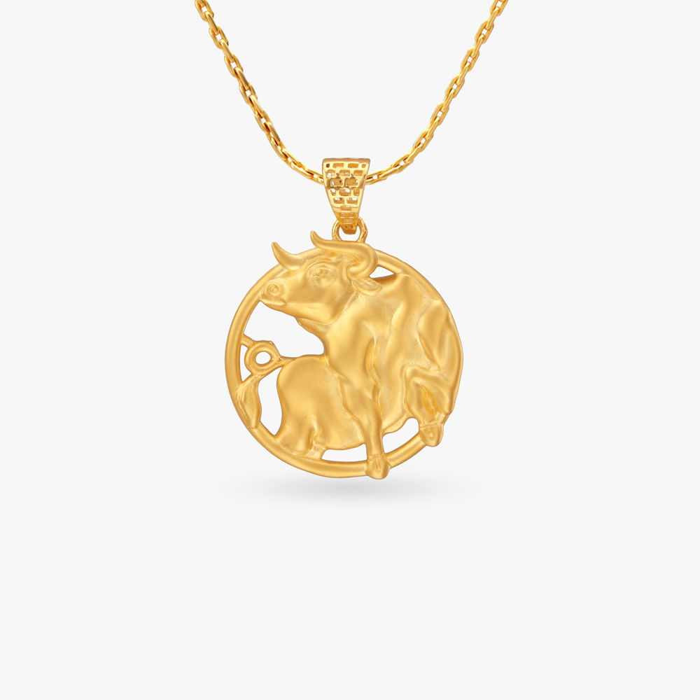 Taurus Zodiac Gold Pendant