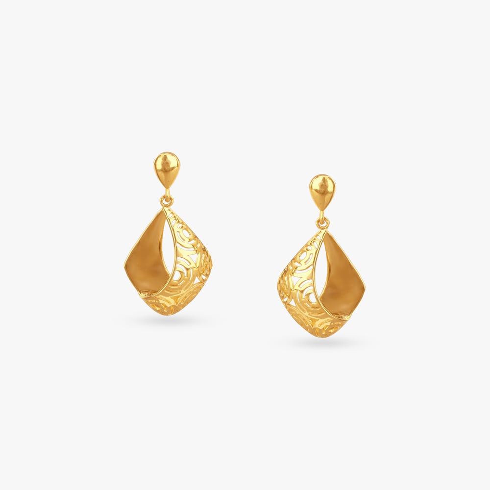 Artistic Filigree Gold Drop Earrings