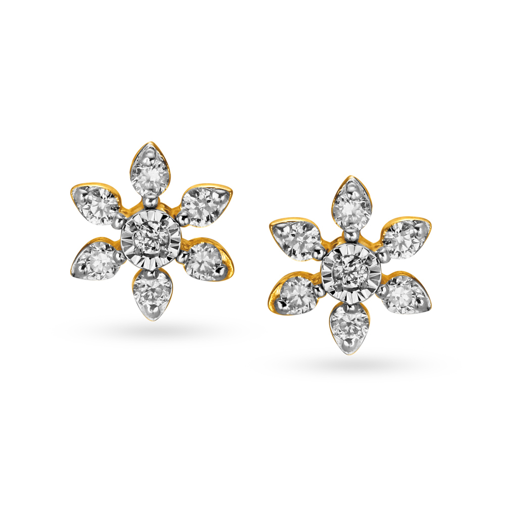 Floral Diamond Stud Earrings