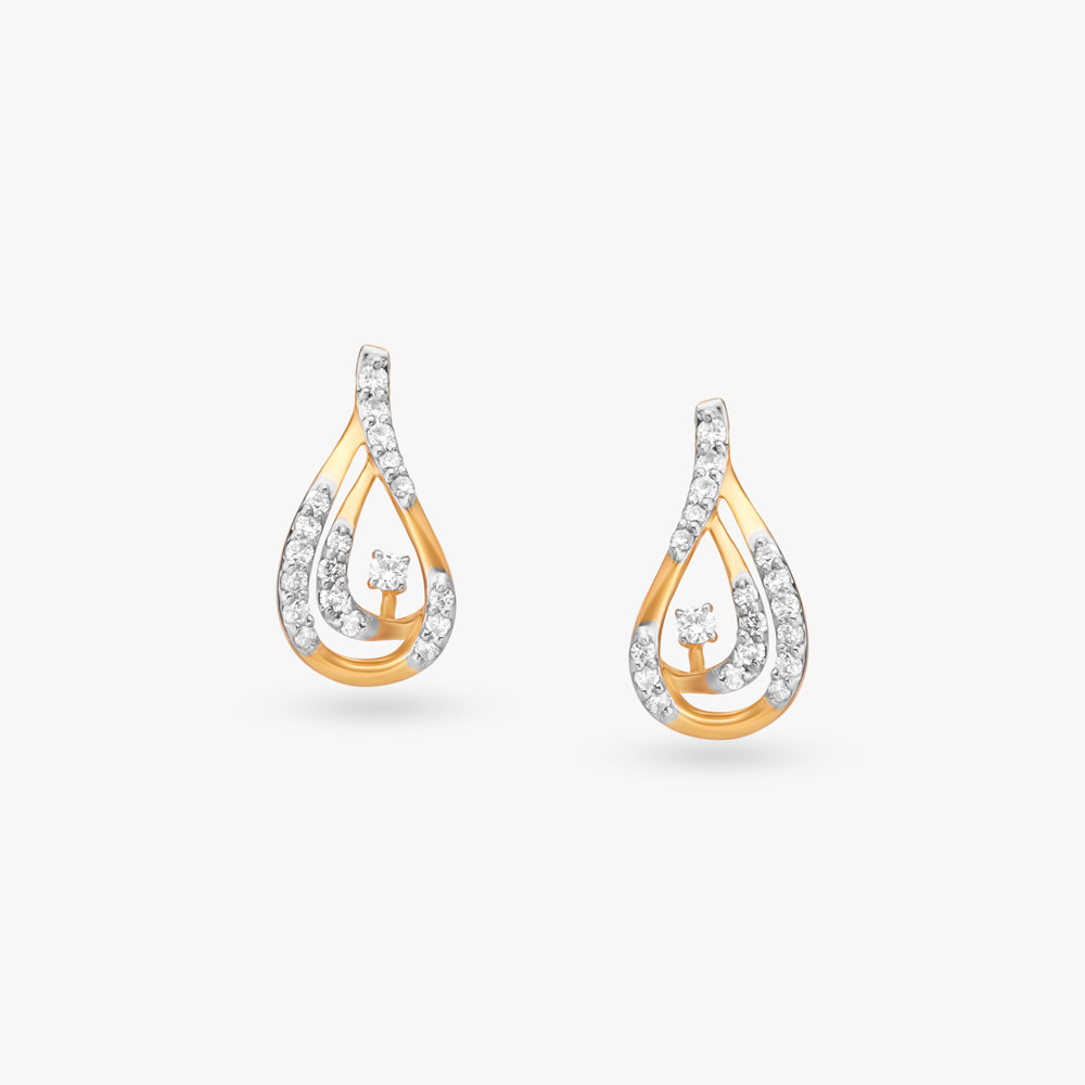 Radiant Gold Diamond Stud Earrings
