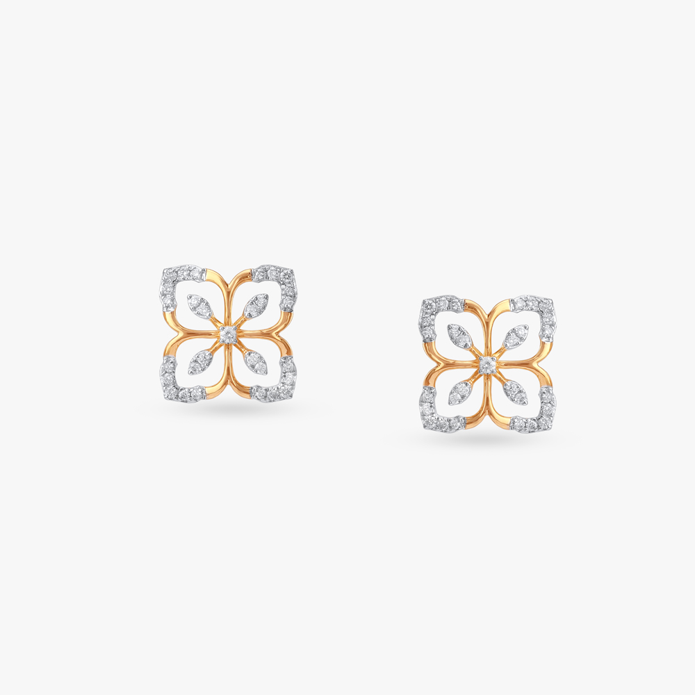 Regal Bloom Diamond Stud Earrings