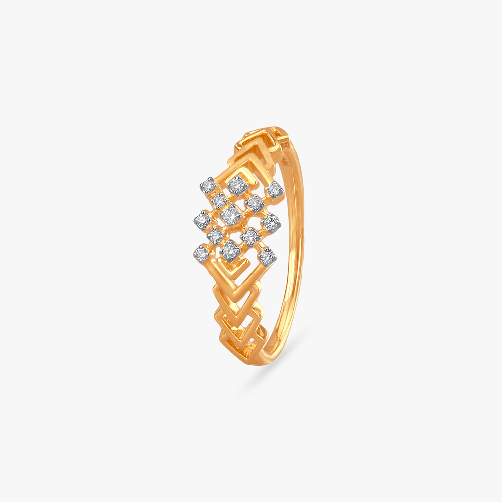 Chevron Charm Diamond Ring
