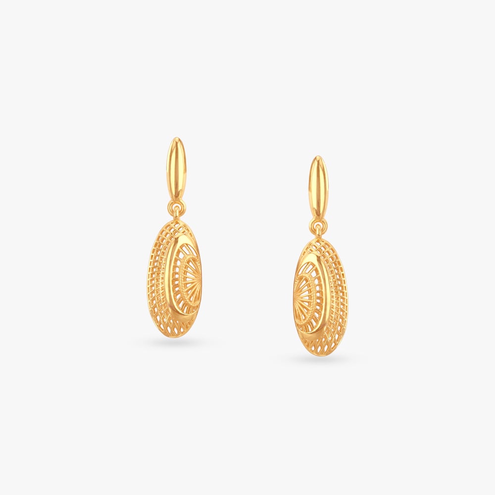 Oval Filigree Gold Drop Earrings