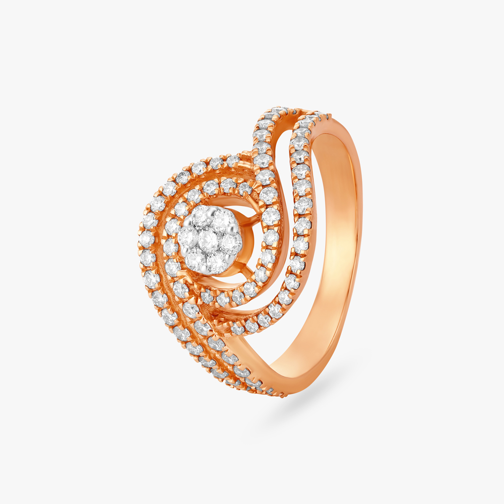 Radiant Spiral Diamond Finger Ring