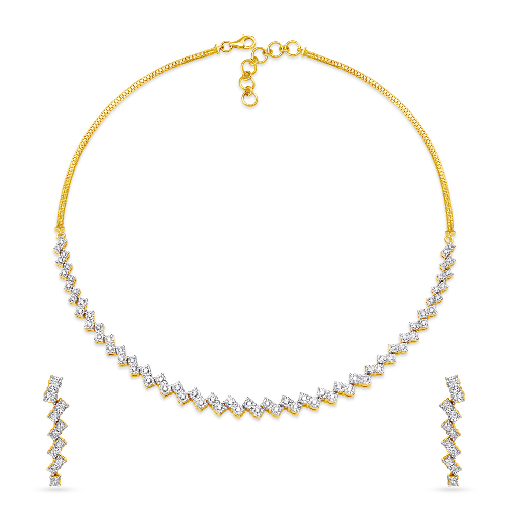 Divine Yellow Gold and Diamond Necklace Set