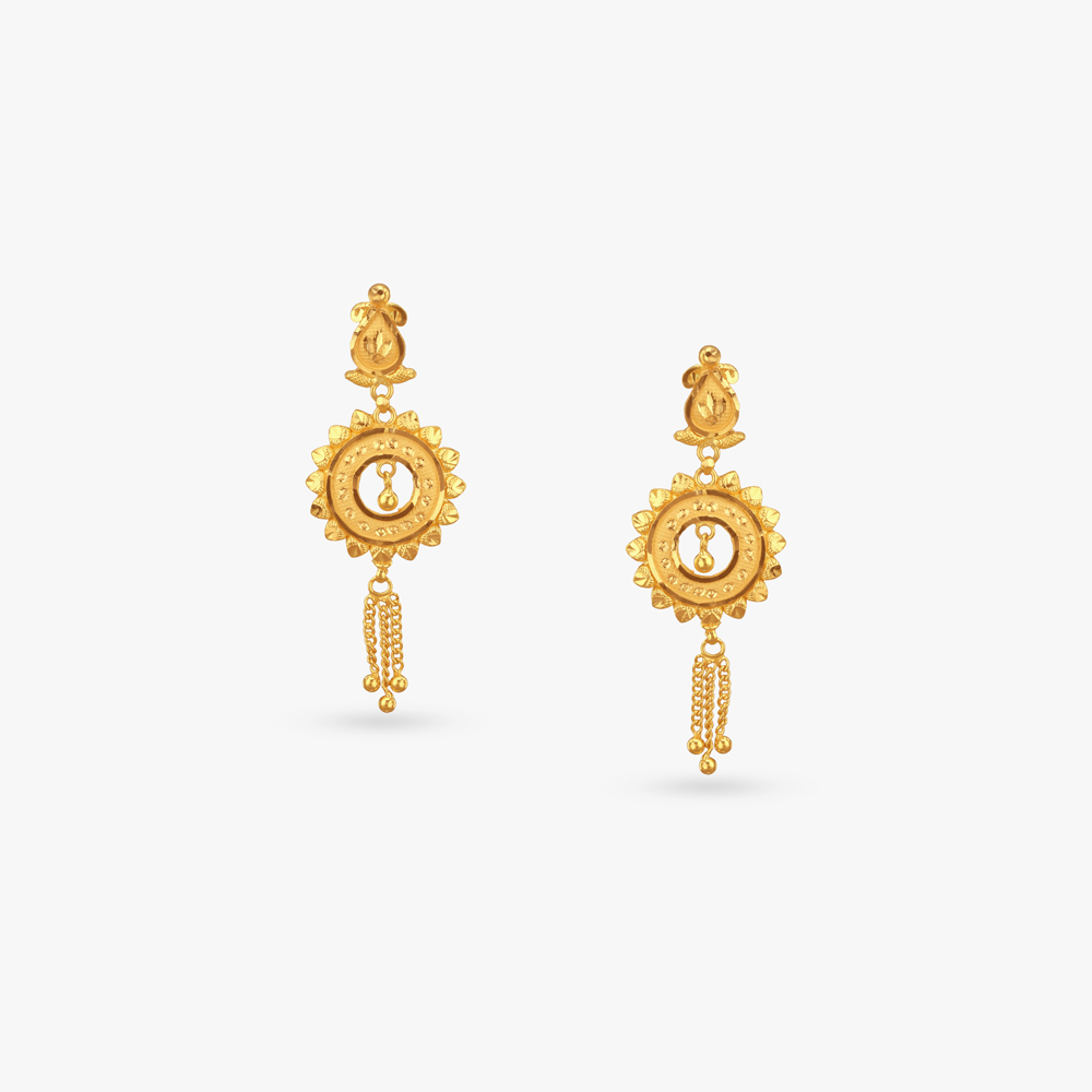 Radiant Bloom Gold Drop Earrings
