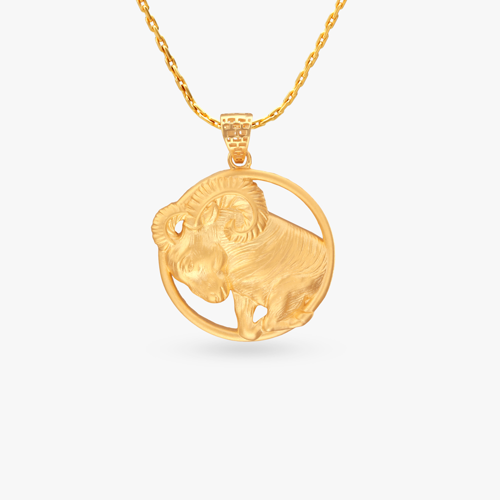 Aries Zodiac Gold Pendant