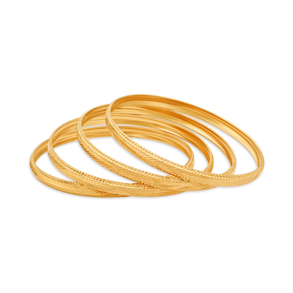 Sophisticated Yellow Gold Arrow Bangles