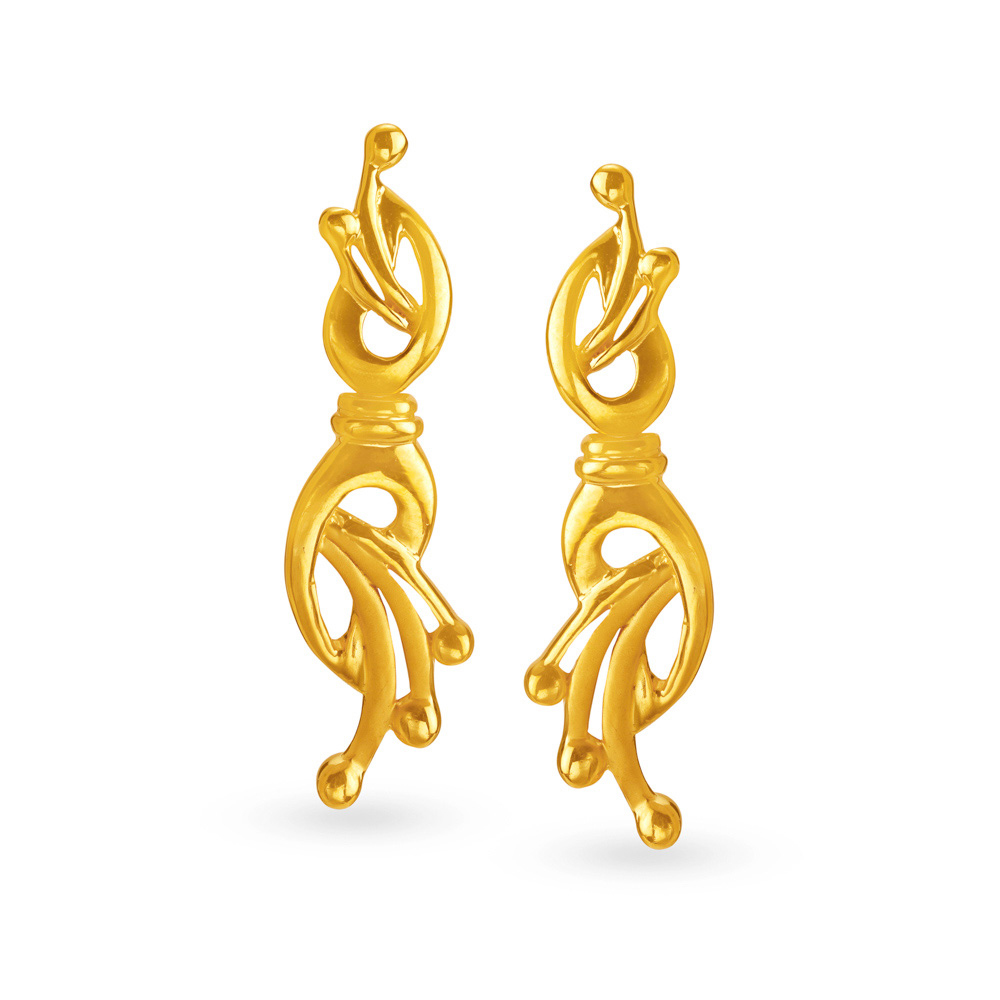 Flourishing Yellow Gold Flower Bud Drop Earrings