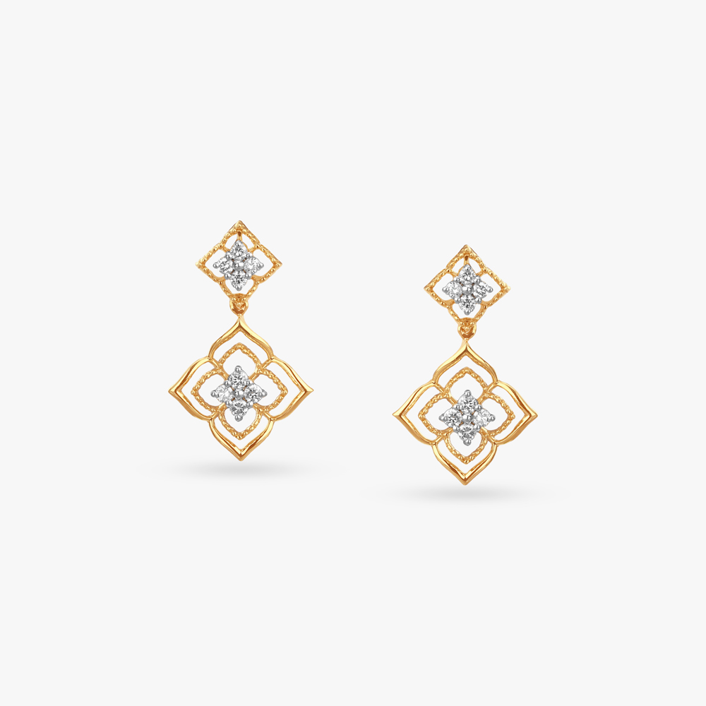 Petal Lattice Diamond Drop Earrings