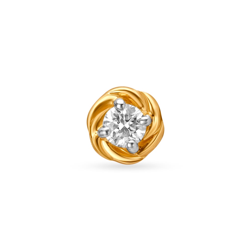 Rose Inspired Gold and Diamond Nose Pin
