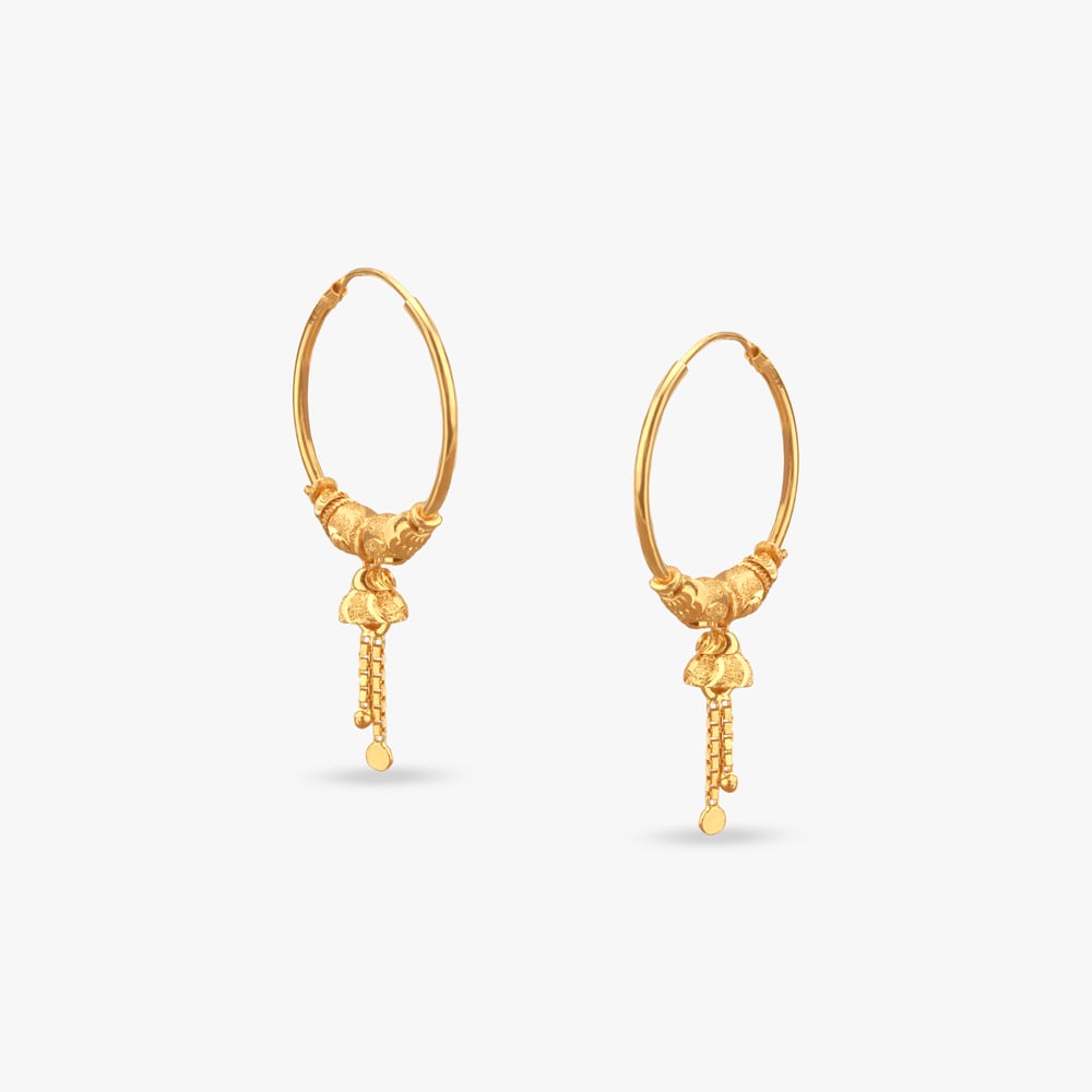 Twinkle Tassel Gold Hoop Earrings