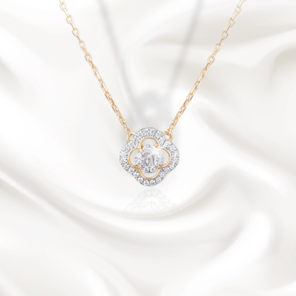 Floral Glint Diamond Pendant with Chain
