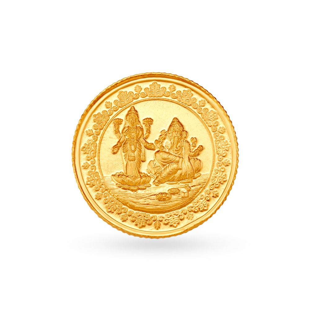 8 gram 22 Karat Gold Coin with Ganesha-Lakshmi Motif 1 600113ZEBAAP00 1