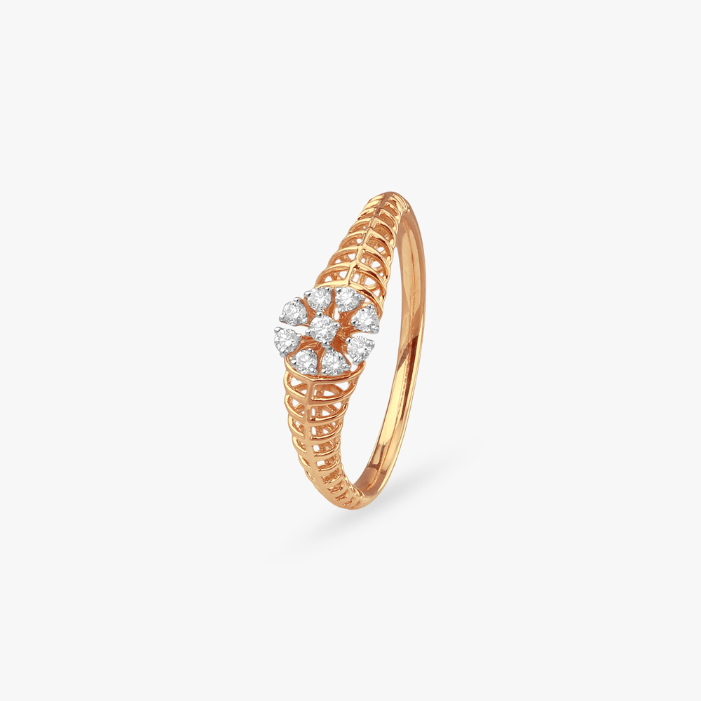 Grid Bloom Diamond Ring