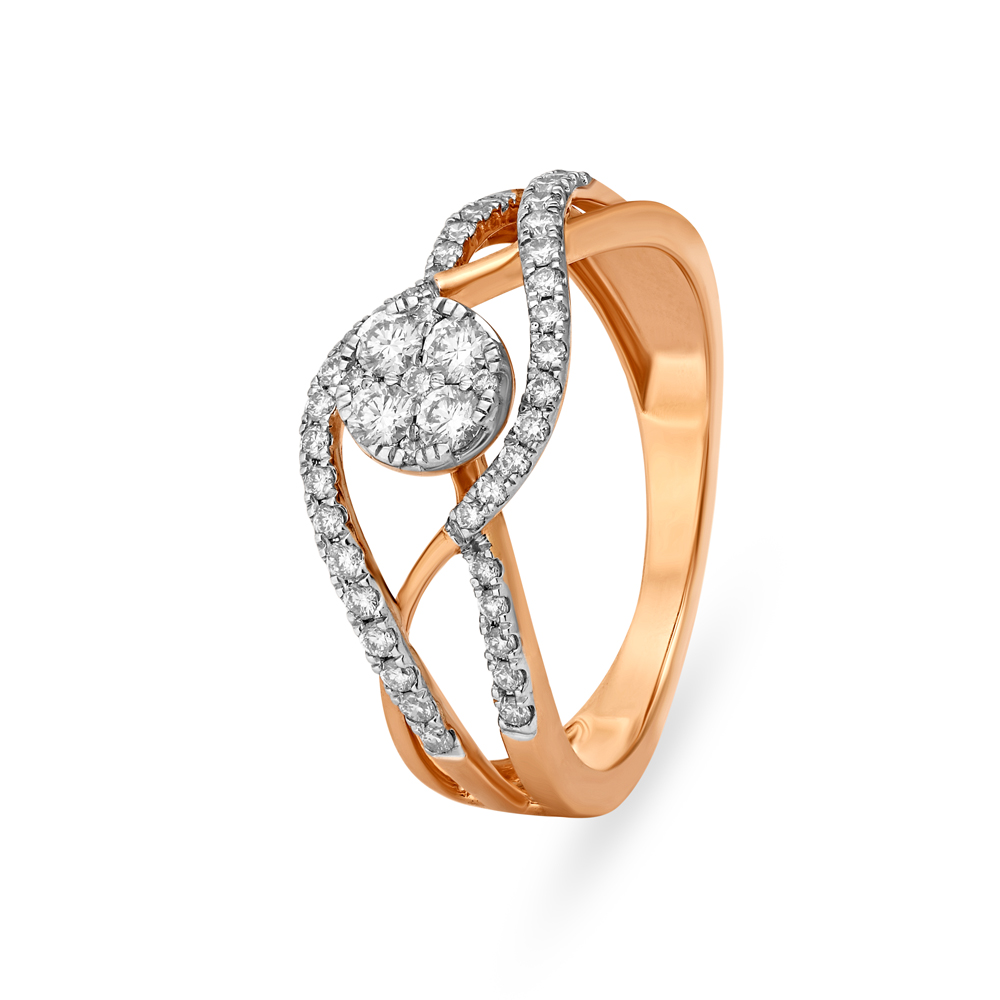 

Splendid Swirling Rose Gold and Diamond Ring