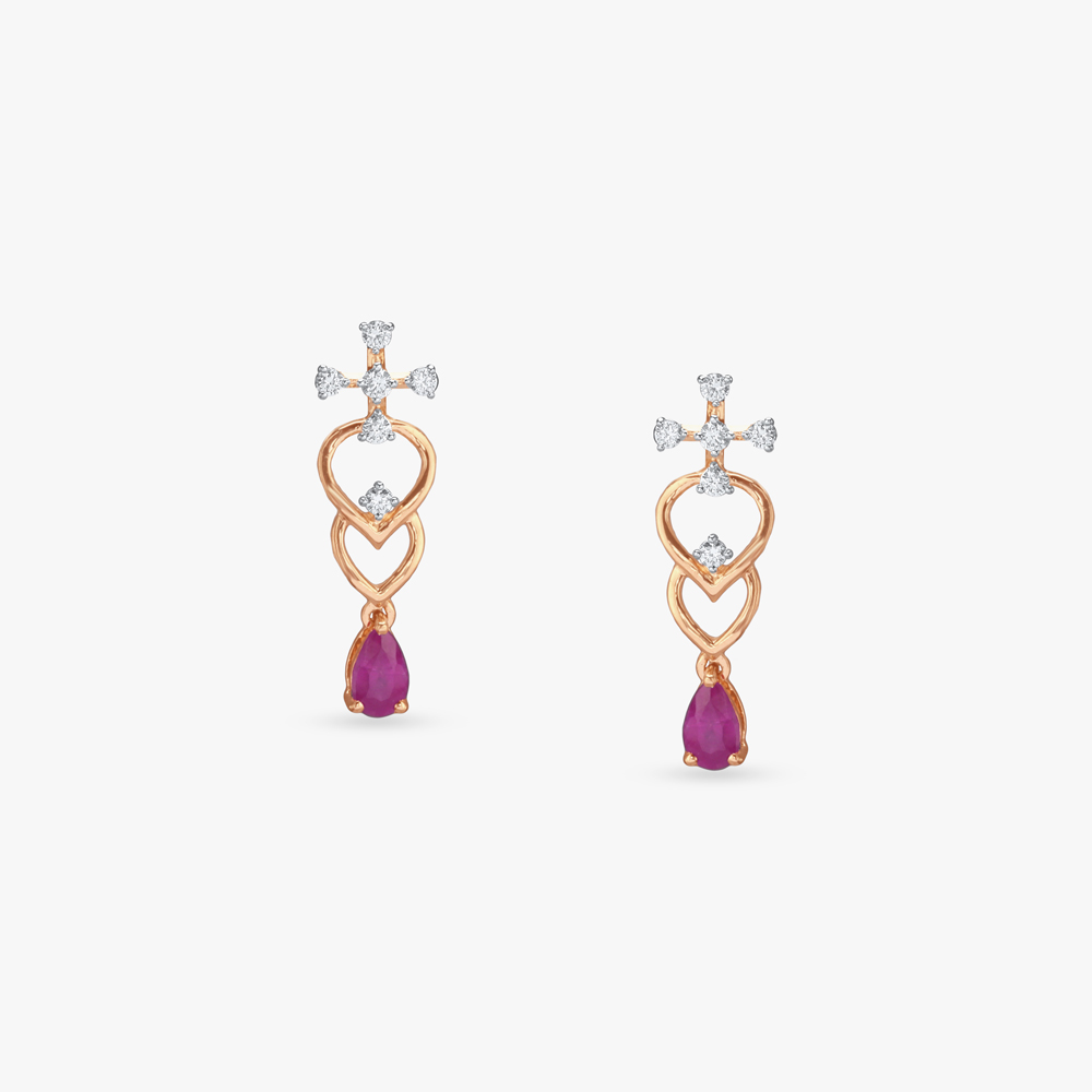 Blush Link Diamond Drop Earrings