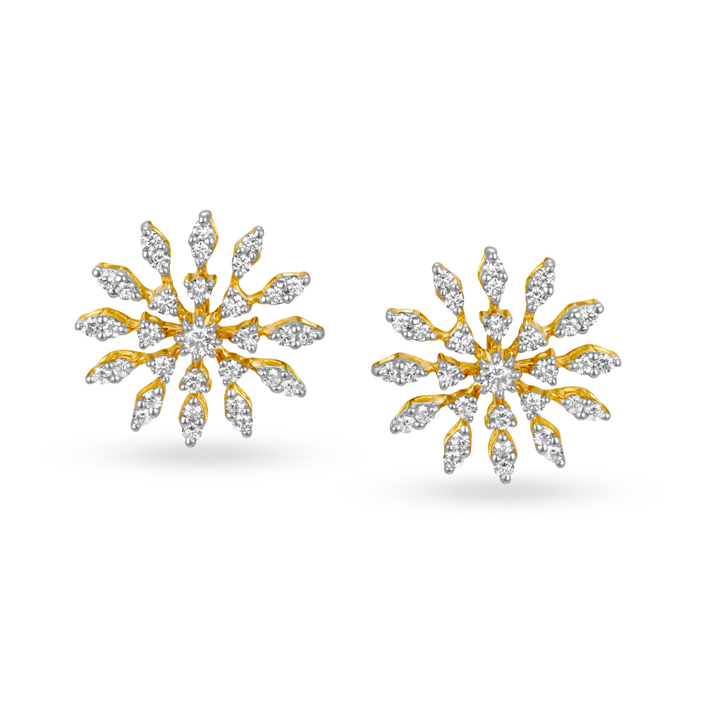 

Radiant Floral Gold and Diamond Stud Earrings