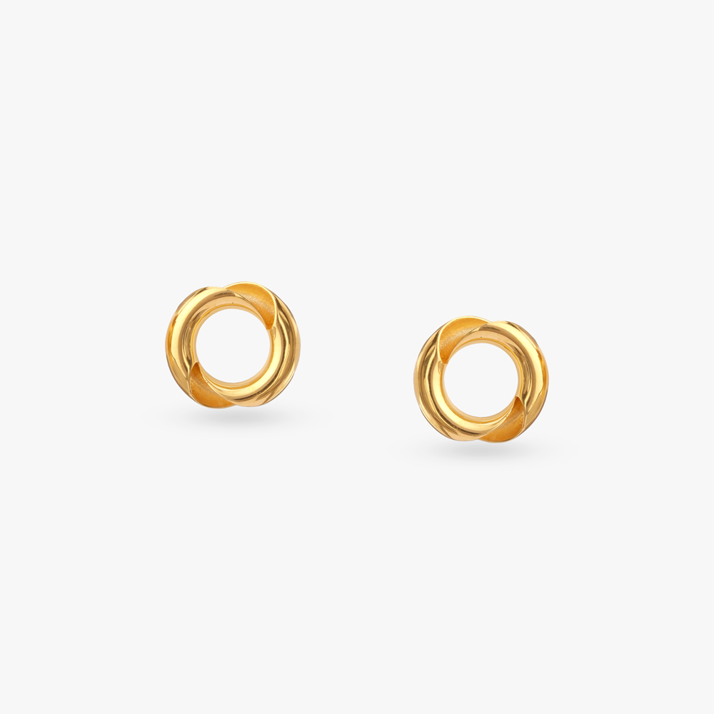 Swirl Knot Gold Stud Earrings