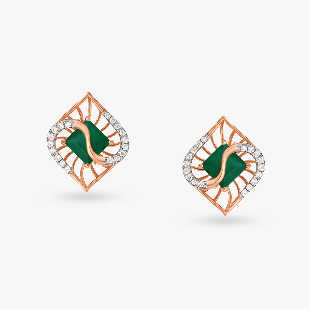 Swirl Diamond Stud Earrings