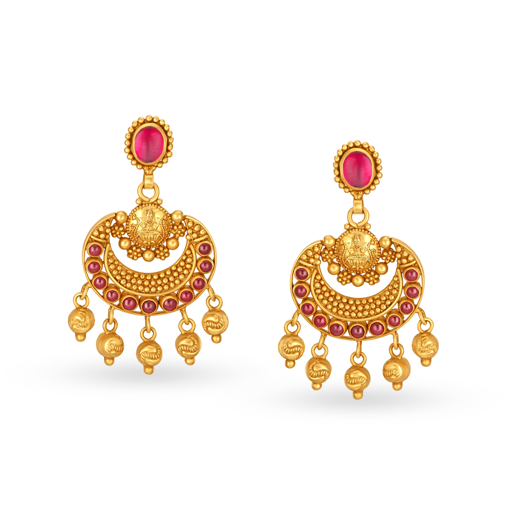Elegant Lakshmi Motif Drop Earrings
