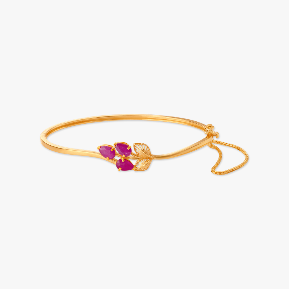 Whimsical Leaf Ruby Bangle