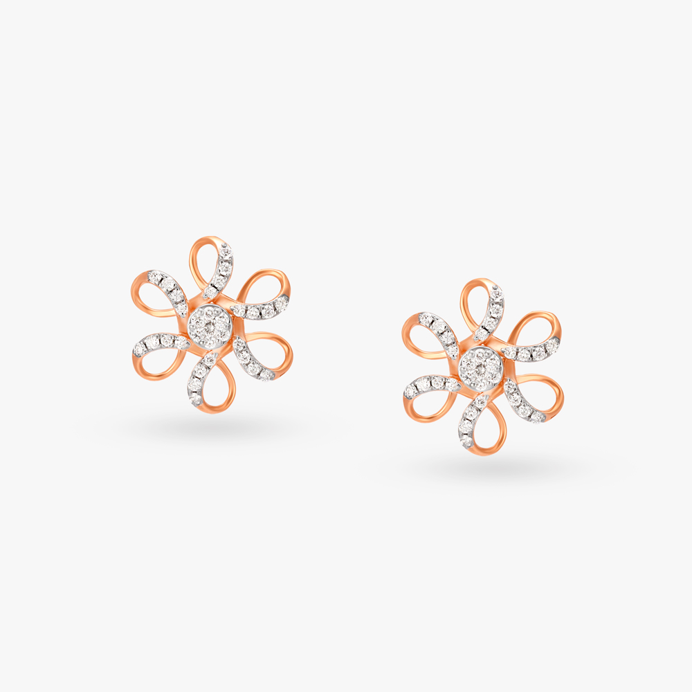 Blossoming Elegance Diamond Stud Earrings