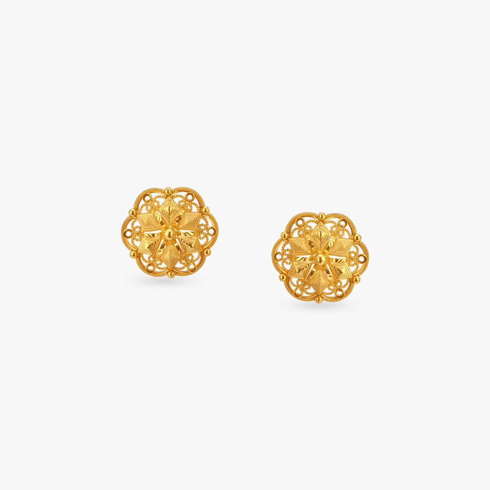 Heritage Bloom Gold Stud Earrings