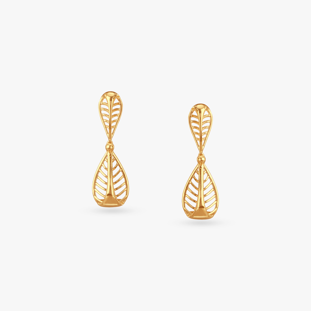 Sleek Petal Gold Drop Earrings