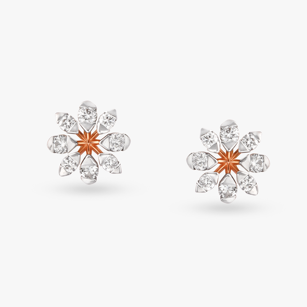 Luminous Flower Diamond Stud Earrings
