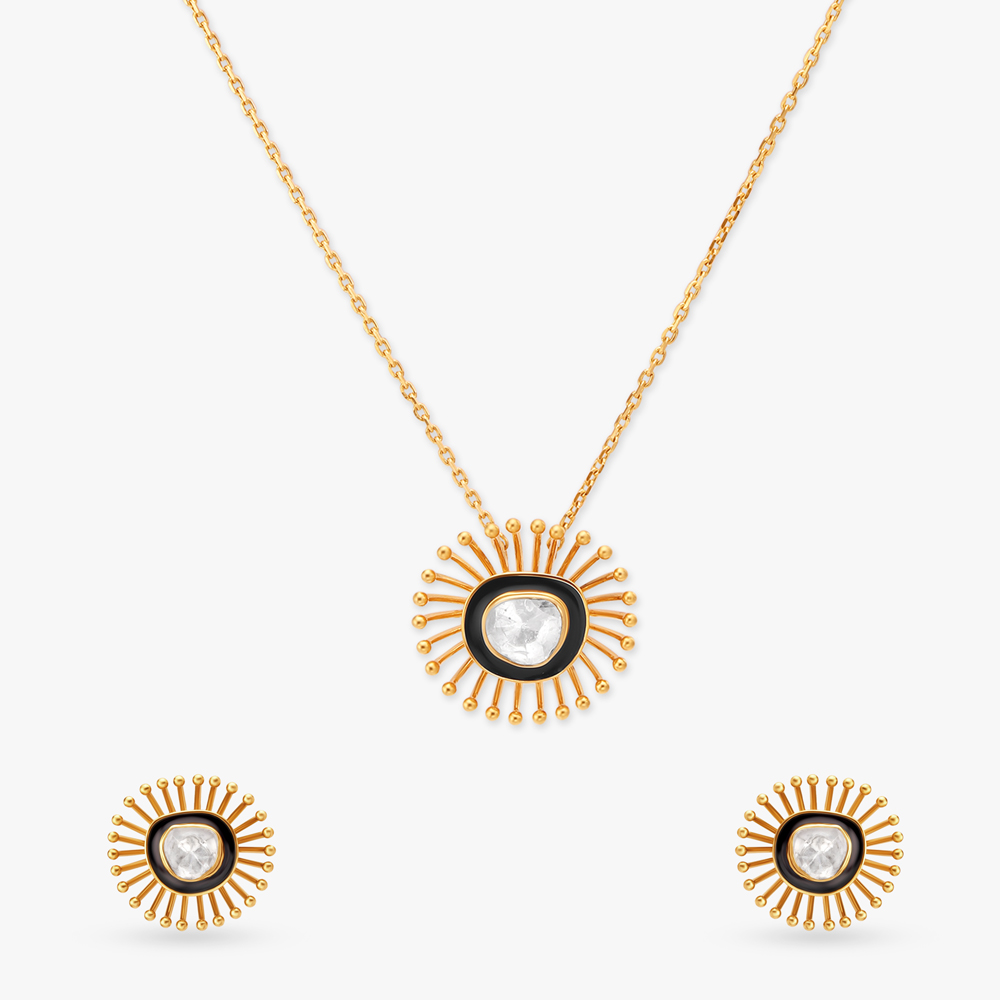 

Unique Charm Pendant with Chain and Earrings Set