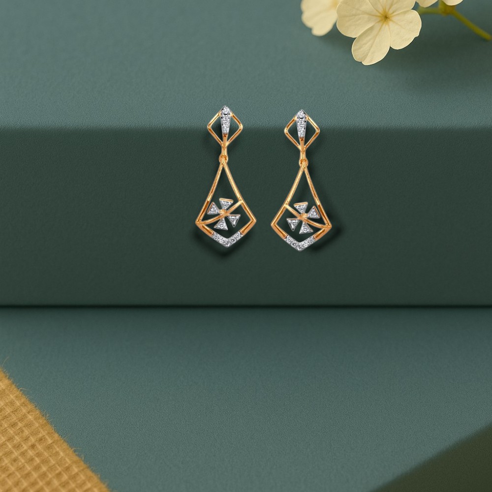 Prism Frame Diamond Drop Earrings