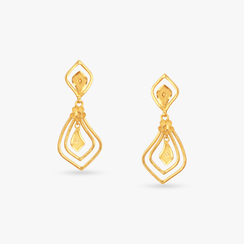 Petal Frame Gold Drop Earrings