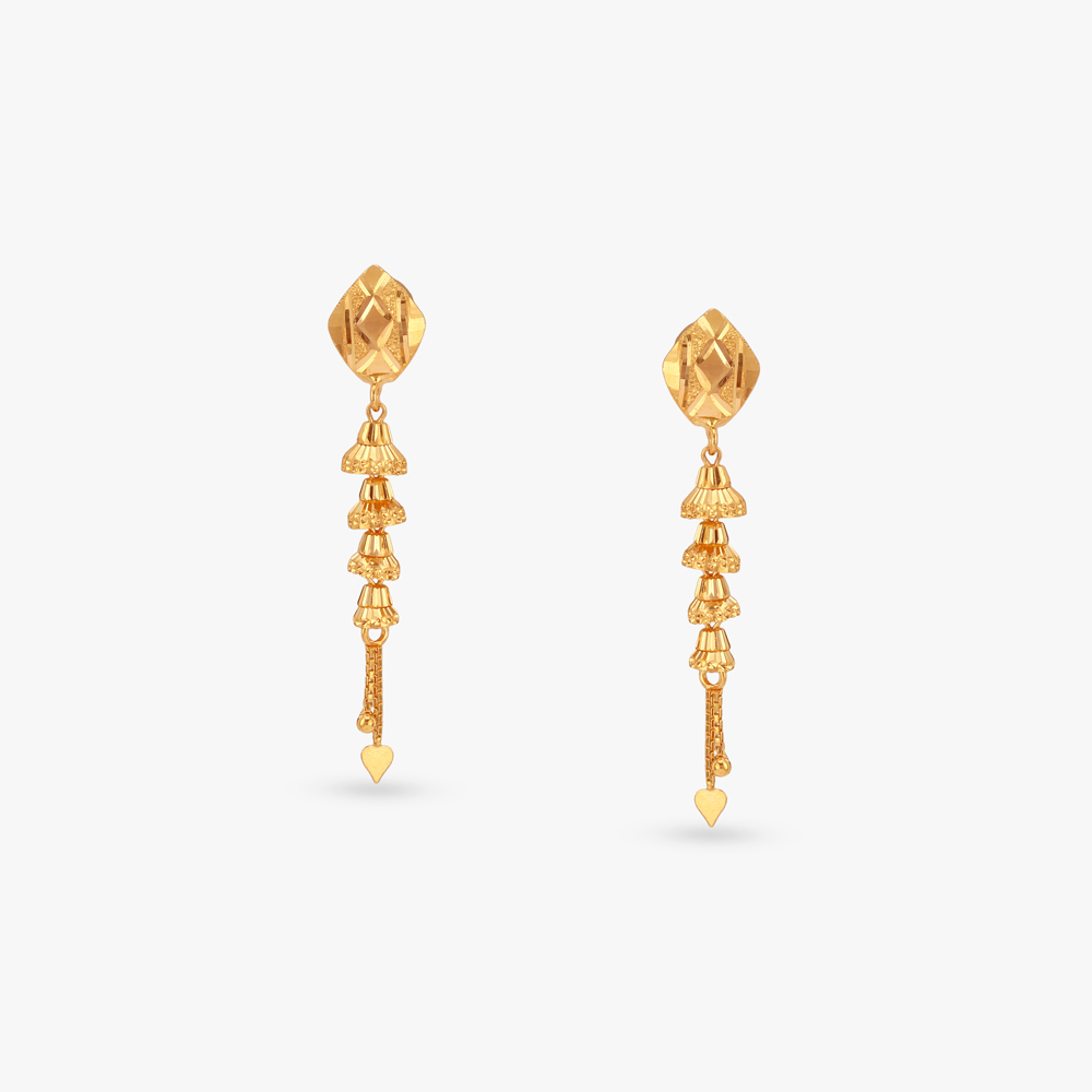 Layered Tassel Gold Drop Earrings