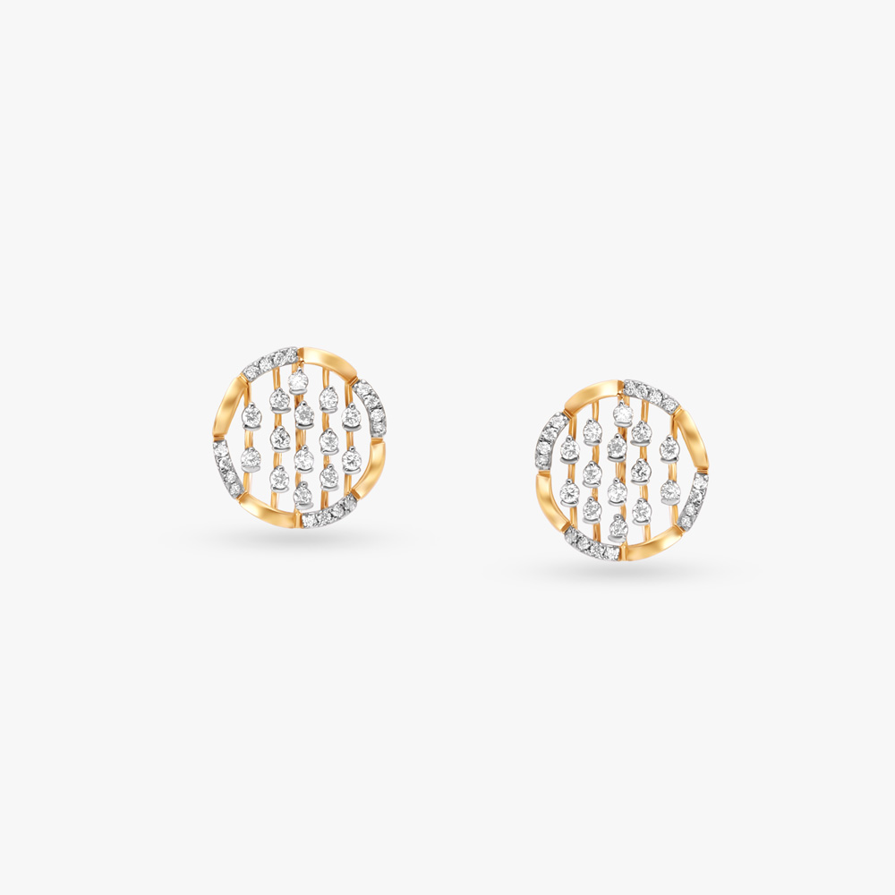 Lattice Elegance Diamond Stud Earrings