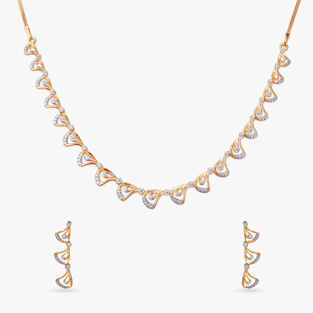 Sparkling Curve Diamond Necklace Set