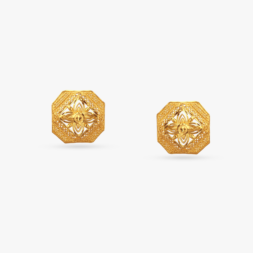 Octa Bloom Gold Stud Earrings