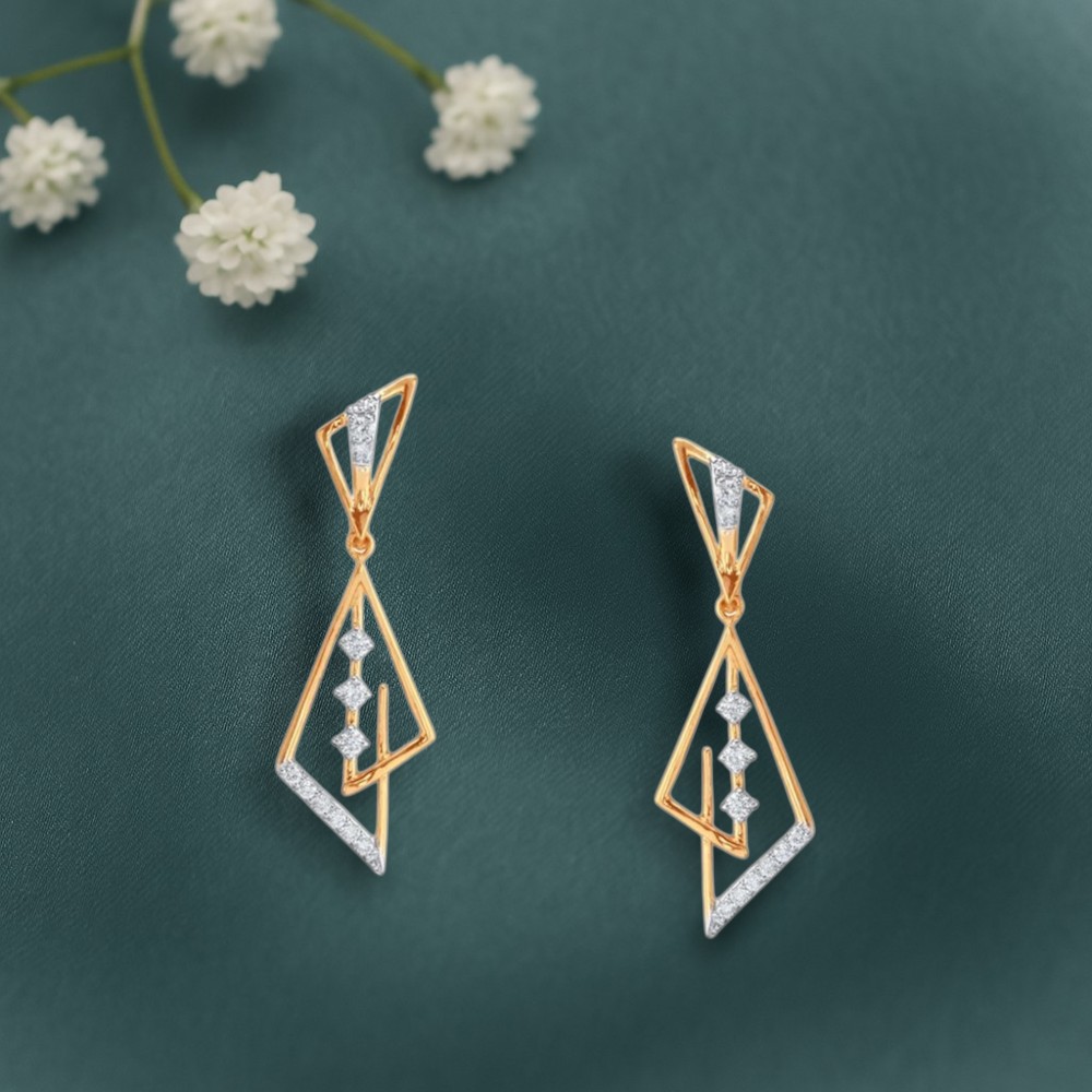 Angular Trail Diamond Drop Earrings