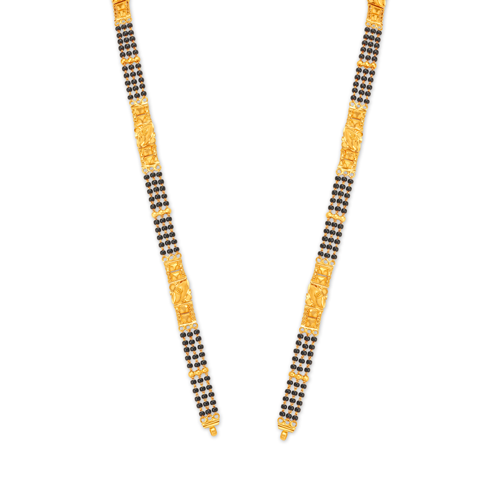 

Arresting Traditional Black Bead Gold Mangalsutra