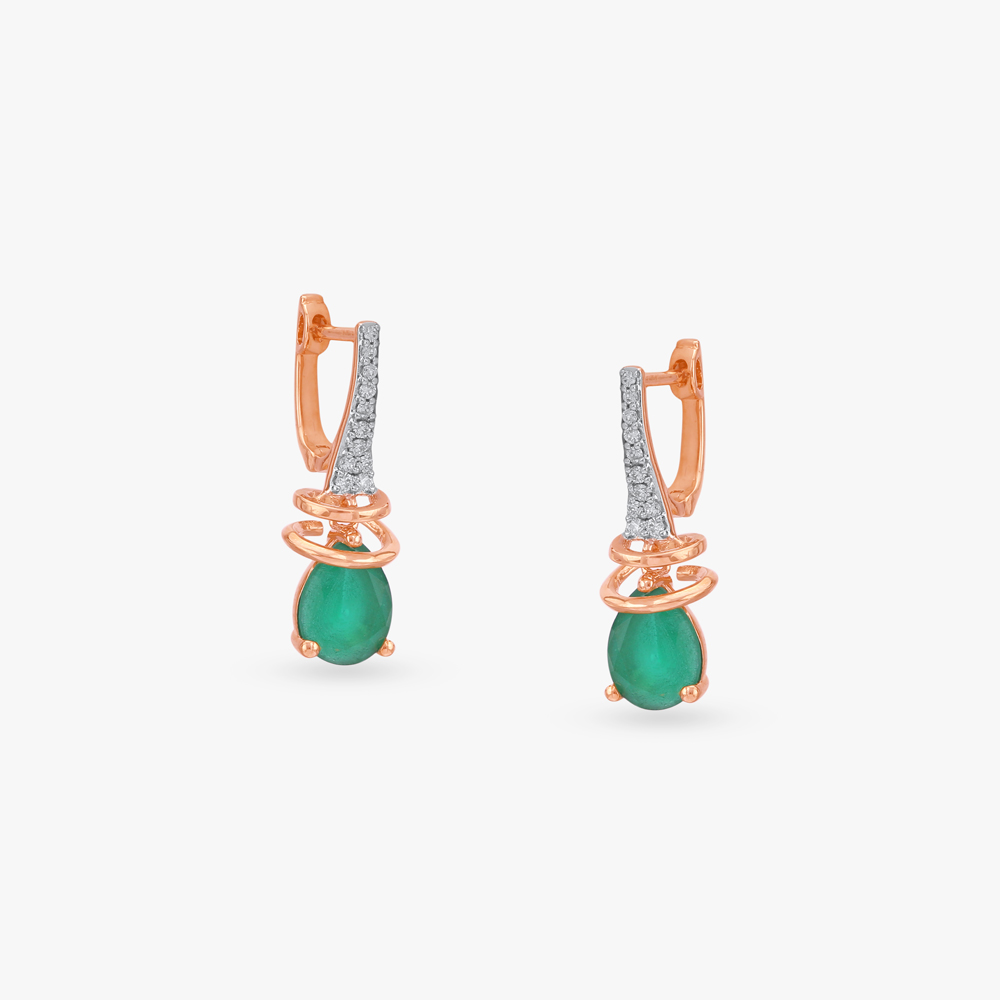Teardrop Shine Diamond Hoop Earrings
